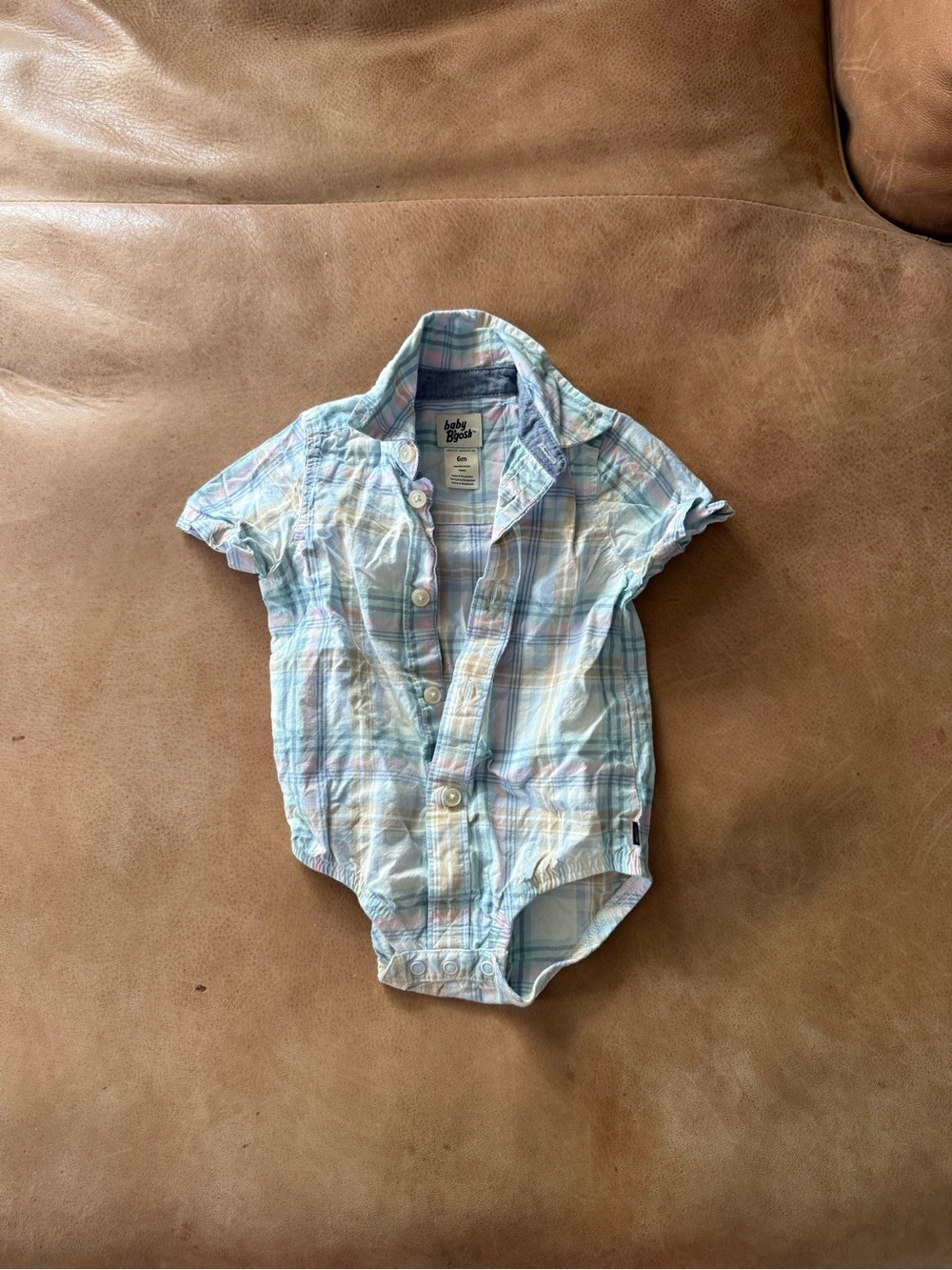 Baby B'gosh Classic Button-Front Bodysuit Plaid Collared Size 6 Months